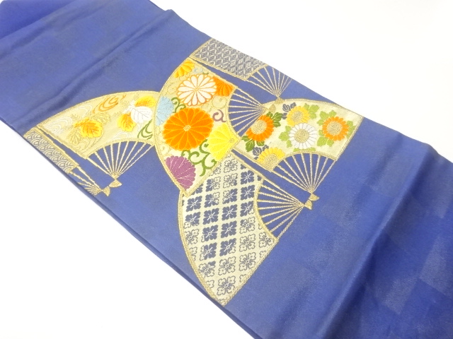 JAPANESE NAGOYA OBI / EMBROIDERY / FOLDING FAN PATTERN